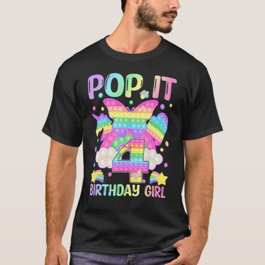 Vierde verjaardag Fidget Speelgoed Pop Birthday Gi T-shirt (Voorkant)