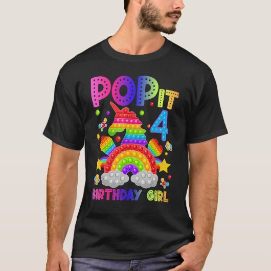 Vierde verjaardag Fidget Speelgoed Pop Birthday Gi T-shirt (Voorkant)