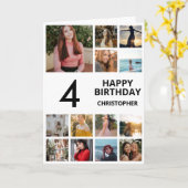 Vierde verjaardag Foto Collage 13 Foto's zwart-wit Kaart (Gele Bloem)