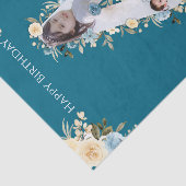 Vierde verjaardag Foto Collage Blauwgroen Blauwe G Tissuepapier (Detail)