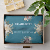 Vierde verjaardag Foto Collage Blauwgroen Blauwe G Tissuepapier (Geschenk)