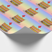 Vierde verjaardag: Fun Cake and Candle + Custom Na Cadeaupapier (Hoek)