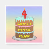 Vierde verjaardag: Fun Cake and Candle + Custom Na Servet (Voorkant)