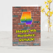 Vierde verjaardag: Fun Graffiti-geïnspireerde rege Kaart (Gele Bloem)