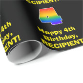 Vierde verjaardag: Fun, kleurrijke regenboog geïns Cadeaupapier (Rol Hoek)