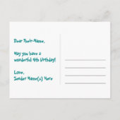 Vierde verjaardag: Fun Stars Pattern, Rainbow 4, n Briefkaart (Achterkant)