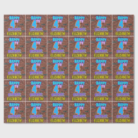 Vierde verjaardag: Fun, Urban Graffiti geïnspireer Cadeaupapier (Vlak)