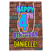 Vierde verjaardag: Fun, Urban Graffiti geïnspireer Medium Cadeauzakje (Achterkant)