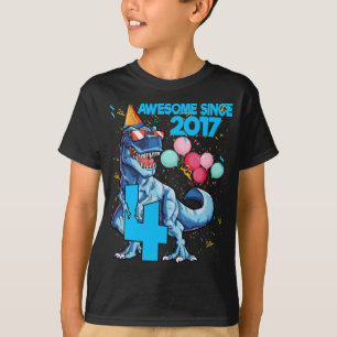 Vierde verjaardag Geweldige sinds 2017 Dinosaur T-shirt