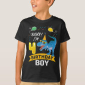 Vierde verjaardag Gift Boy T Rex Dinosaur 4 T-shirt (Voorkant)