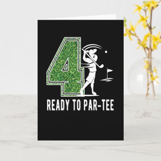 Vierde verjaardag Gift Golf Player 4 jaar oude jon Kaart (Gele Bloem)