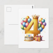 Vierde verjaardag goud briefkaart (Voorkant / Achterkant)