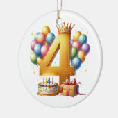 Vierde verjaardag goud keramisch ornament (Links)