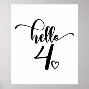 Vierde verjaardag Hallo vier kinderen vier jaar ou Poster