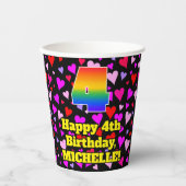 Vierde verjaardag: Het liefhebbende Kunstpatroon,  Papieren Bekers (Voorkant)