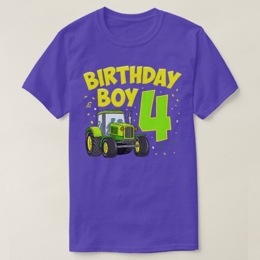 Vierde verjaardag Jongen 4 jaar oude Boerderij rac T-shirt (Design voorkant)