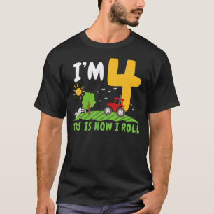 Vierde verjaardag Jongen 4 jaar oude Boerderij Tru T-shirt