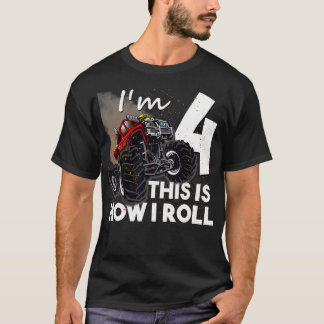 Vierde verjaardag Jongen Monster Truck 4 jaar oude T-shirt