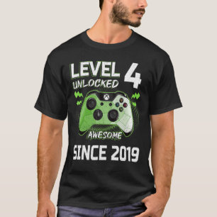 Vierde verjaardag Jongen Niveau 4 niet-vergrendeld T-shirt