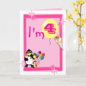 Vierde verjaardag kaart (Gele Bloem)