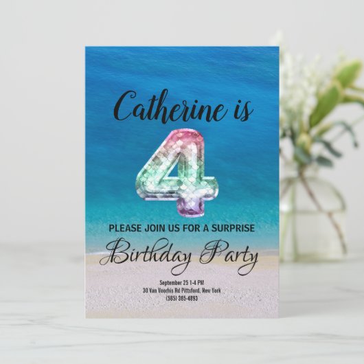 Vierde verjaardag kaart (Staand voorkant)