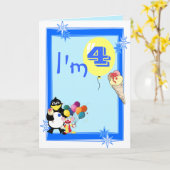 Vierde verjaardag kaart (Gele Bloem)