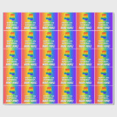 Vierde verjaardag: kleurrijk, vun regenboogpatroon cadeaupapier (Vlak)