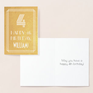 Vierde verjaardag - Kunst Deco Geïnspireerde kijk  Folie Kaarten