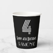 Vierde verjaardag - Kunst Deco Geïnspireerde kijk  Papieren Bekers (Achterkant)