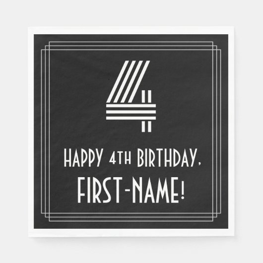 Vierde verjaardag: Kunst Deco Geïnspireerde kijk " Servet (Voorkant)