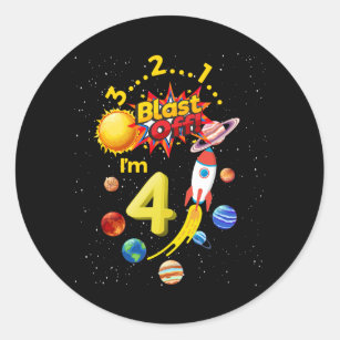 Vierde verjaardag laatste van 4 astronautische rak ronde sticker