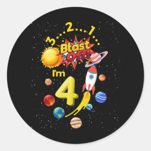 Vierde verjaardag laatste van 4 astronautische rak ronde sticker