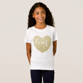 Vierde verjaardag meisje glitter hart gepersonalis t-shirt (Voorkant volledig)