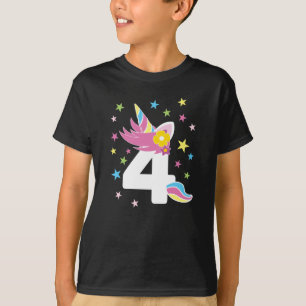 Vierde verjaardag meisje Unicorn 4 jaar oud Toddle T-shirt