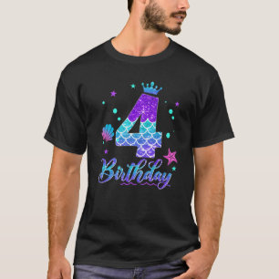 Vierde verjaardag meisje van vier jaar oud t-shirt
