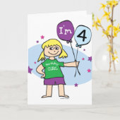 Vierde verjaardag - Meisjes van de verjaardag Kaart (Gele Bloem)