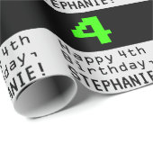 Vierde verjaardag - Nerdy / Geeky Style "4" en Naa Cadeaupapier (Rol Hoek)