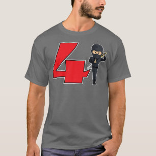 Vierde verjaardag Ninja Samurai Karate Taekwondo T-shirt