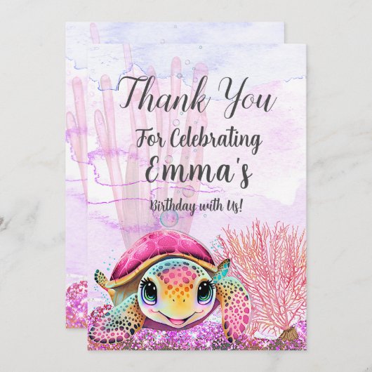 Vierde verjaardag, onder het Zee Bedankkaart (Voorkant / Achterkant)