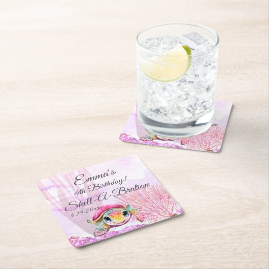 Vierde verjaardag, onder het Zee Kartonnen Onderzetters (Insitu)