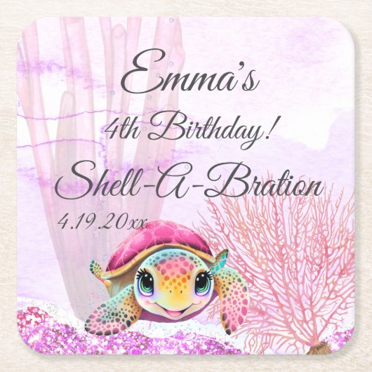 Vierde verjaardag, onder het Zee Kartonnen Onderzetters (Voorkant)