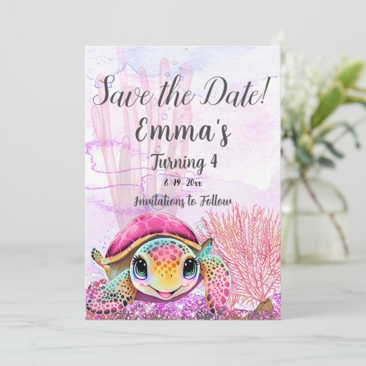 Vierde verjaardag, onder het Zee Save The Date (Staand voorkant)