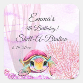 Vierde verjaardag, onder het Zee Vierkante Sticker