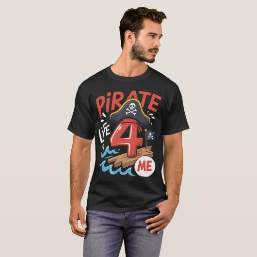 Vierde verjaardag piraten t-shirt (Voorkant volledig)