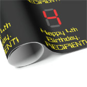 Vierde verjaardag: Red Digital Clock Style "4" + n Cadeaupapier (Rol Hoek)