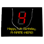 Vierde verjaardag: Red Digital Clock Style "4" + n Groot Cadeauzakje (Voorkant)