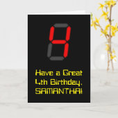 Vierde verjaardag: Red Digital Clock Style "4" + n Kaart (Gele Bloem)
