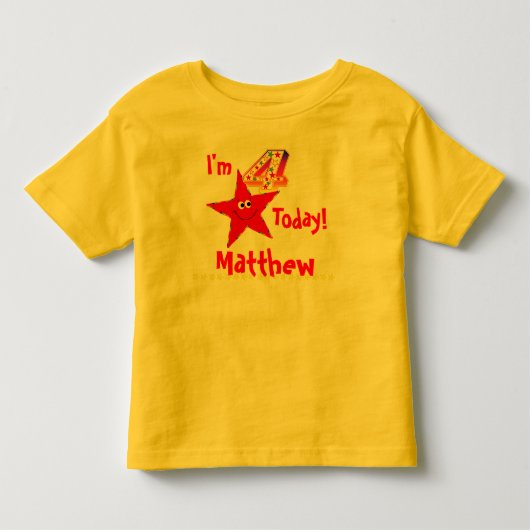 Vierde verjaardag Shirt Rode sterren (Voorkant)