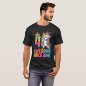 Vierde verjaardag Tiener meisjes Dabbing Unicorn 4 T-shirt (Voorkant volledig)
