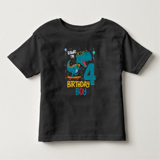 Vierde verjaardag Trex Boy 4 Kinder Shirts (Voorkant)